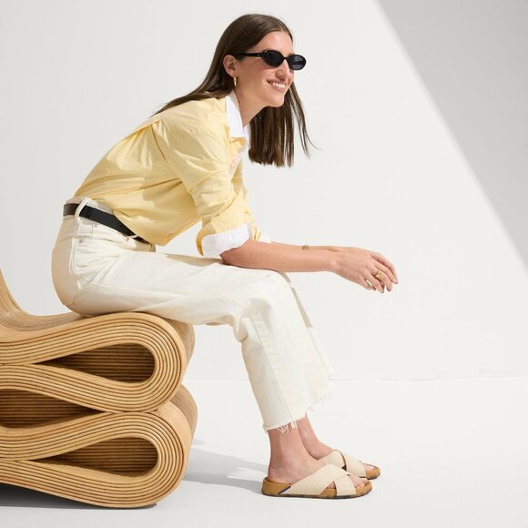 Rothy’s Women The Weekend Slide Sandals Oat Natural Breathable Hemp Size 9 Beach - Picture 3 of 11